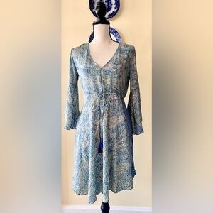 Beautiful Silk Blend, Boho Chic, Knee Length Dress with Cutout Back